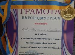 Турнір пам'яті вчетеля фізичного виховання Глєбова Василя Івановича.